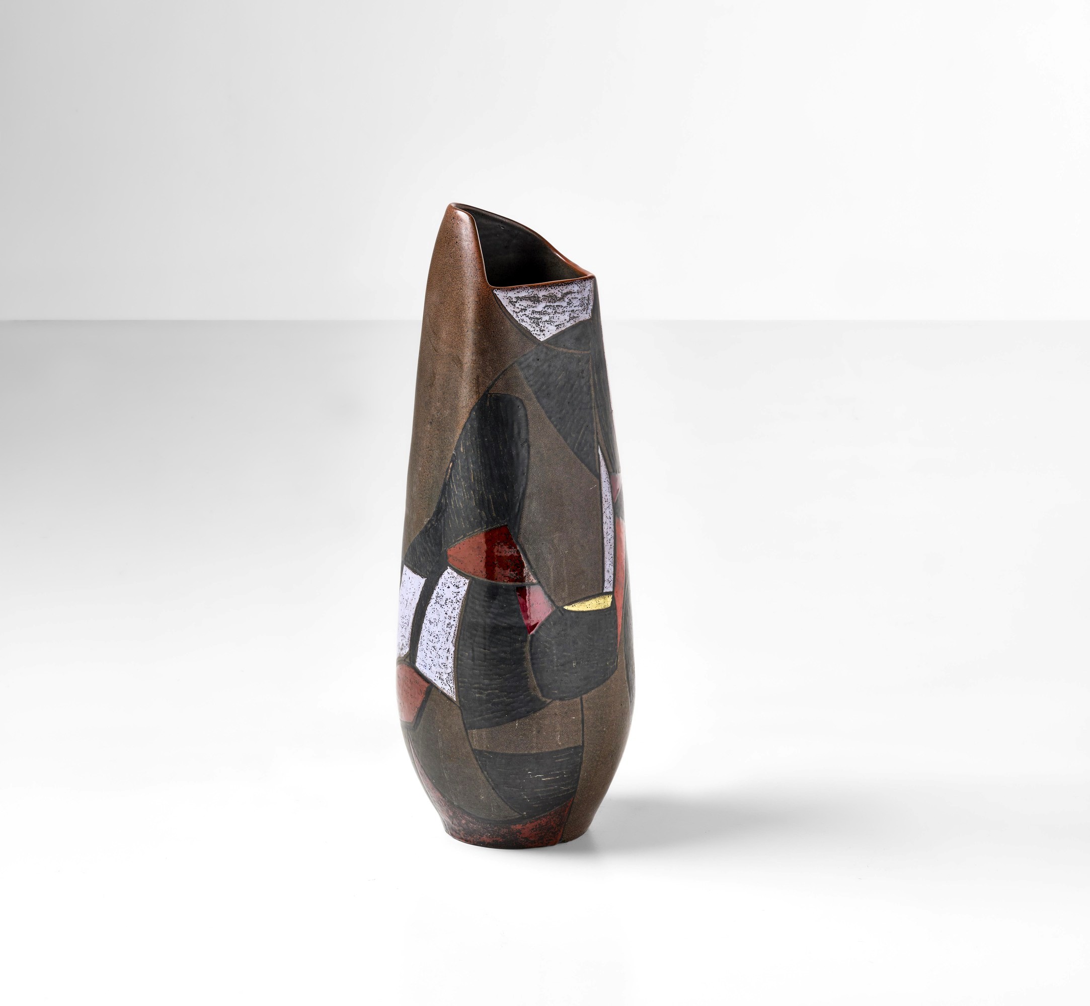 Victor Cerrato - Vaso in ceramica smaltata policroma (produzione Atelier, Italia, ca. 1960)