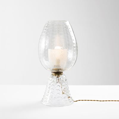 Lampada da tavolo in vetro di Murano con dettagli in ottone