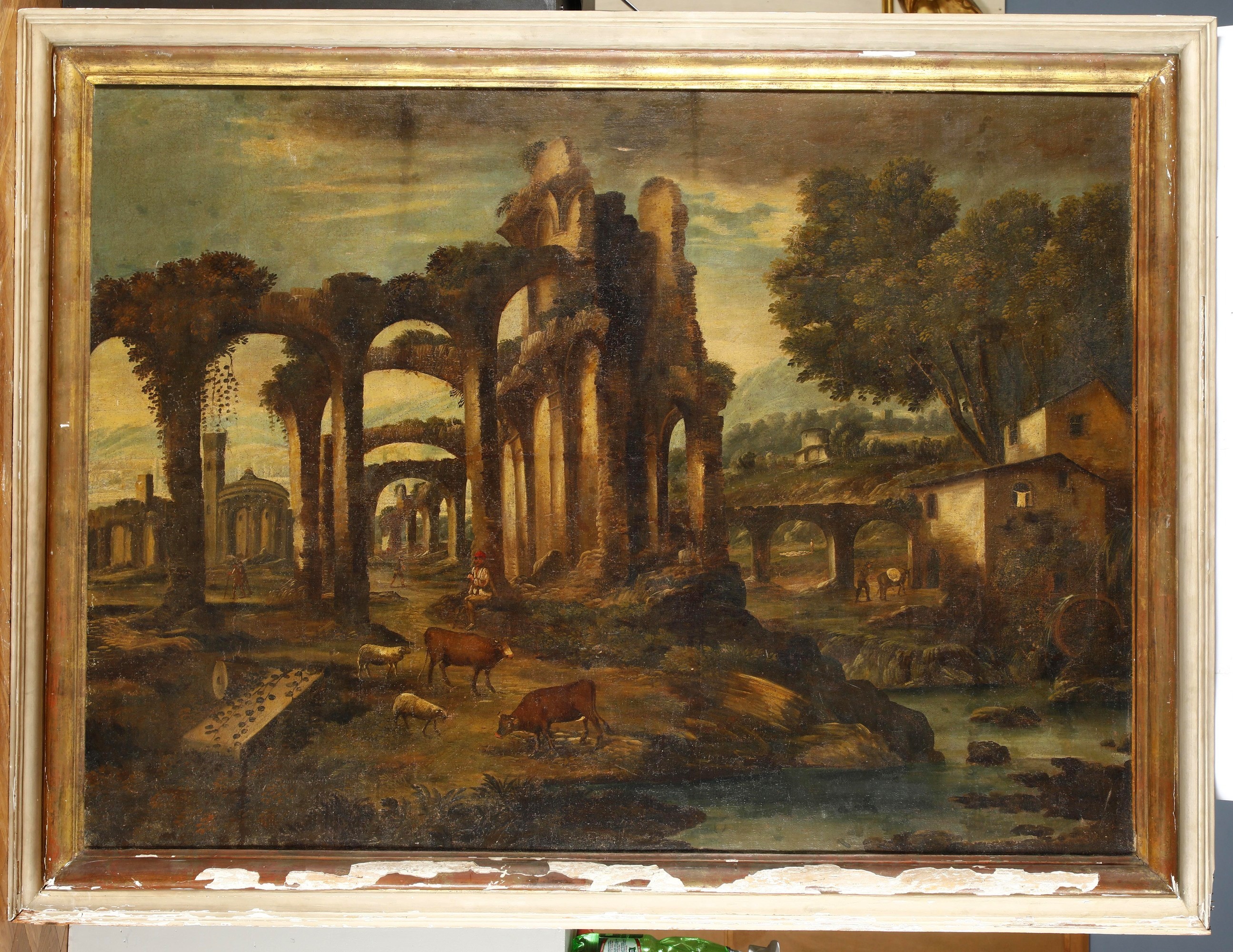 Antonio Travi Detto il Sestri - Paesaggio con figure e architetture
