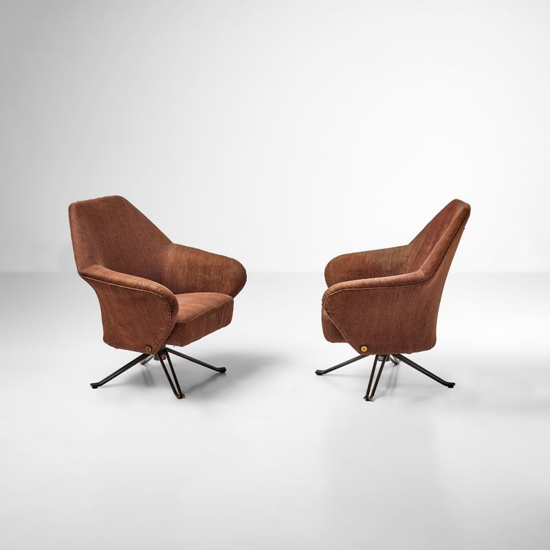 Osvaldo Borsani : Coppia di poltrone girevoli P32  - Auction Design Properties - Cambi Casa d'Aste