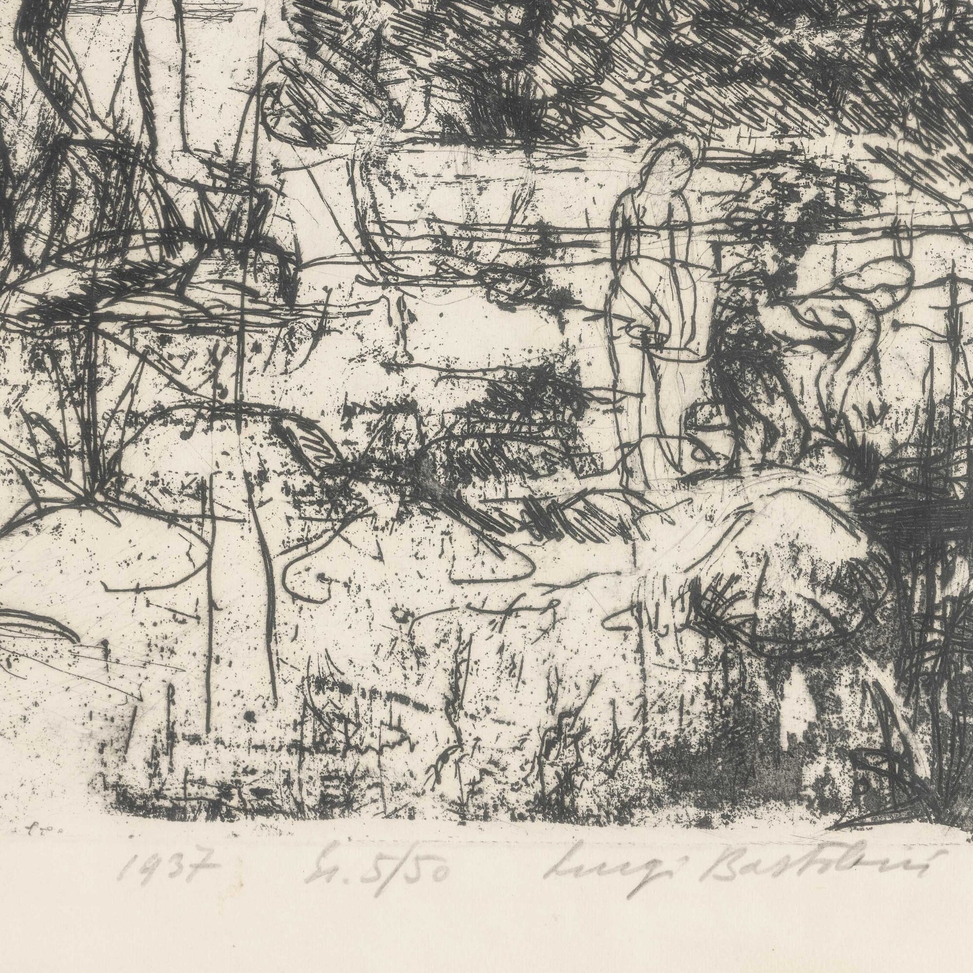 Luigi Bartolini - Anna e scarabei (acquaforte), 1937