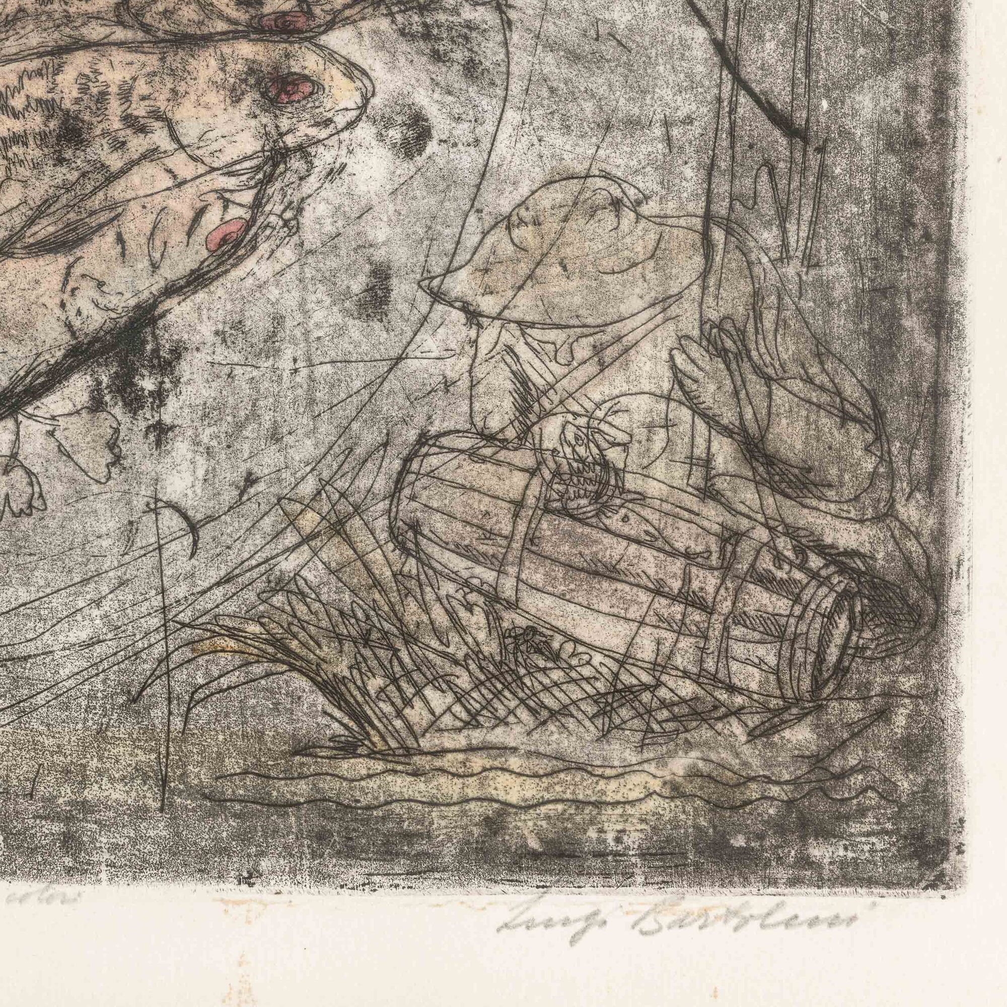 Luigi Bartolini - Le trote (acquaforte e acquatinta)