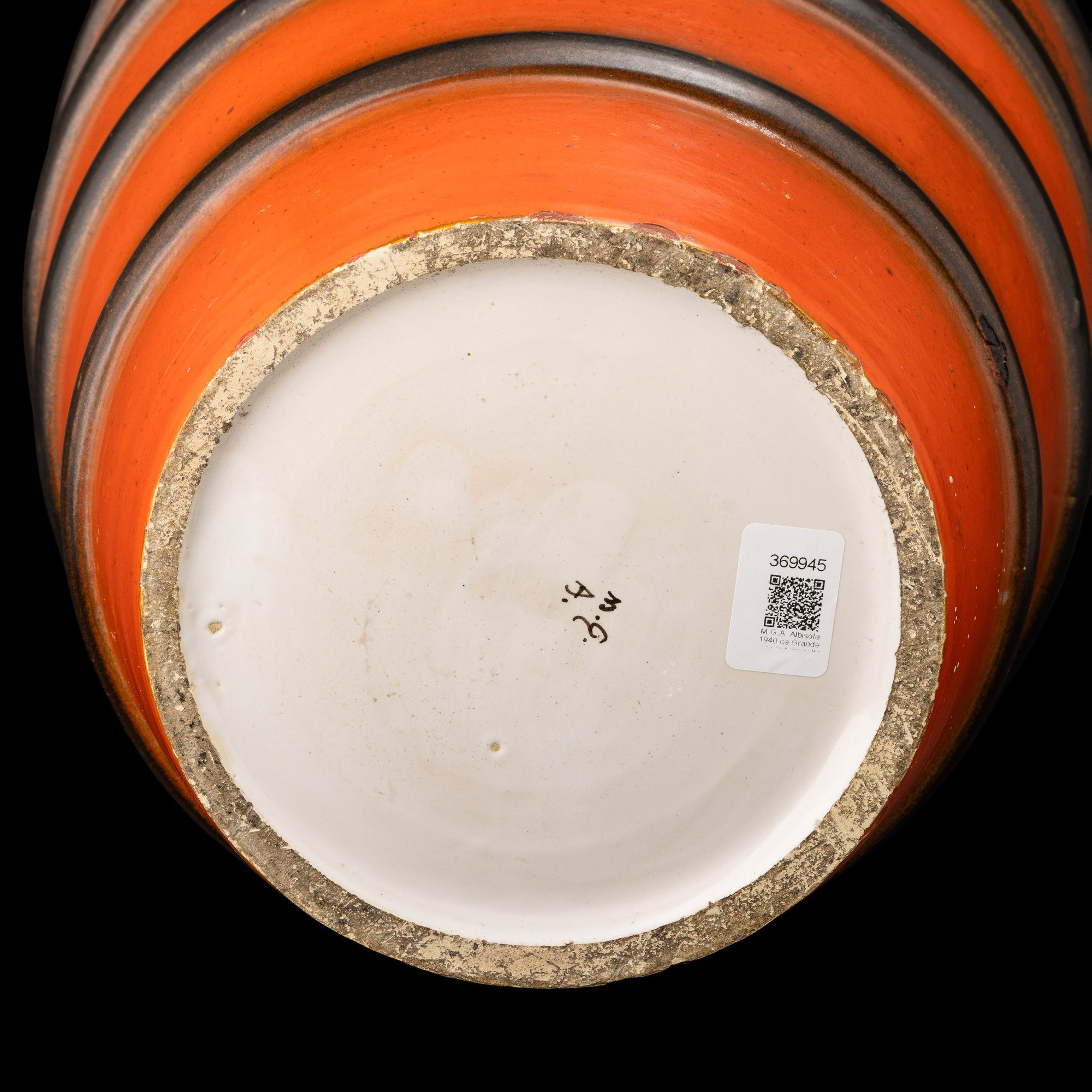 M.G.A., Albisola, vaso in terracotta maiolicata (1940 ca.)