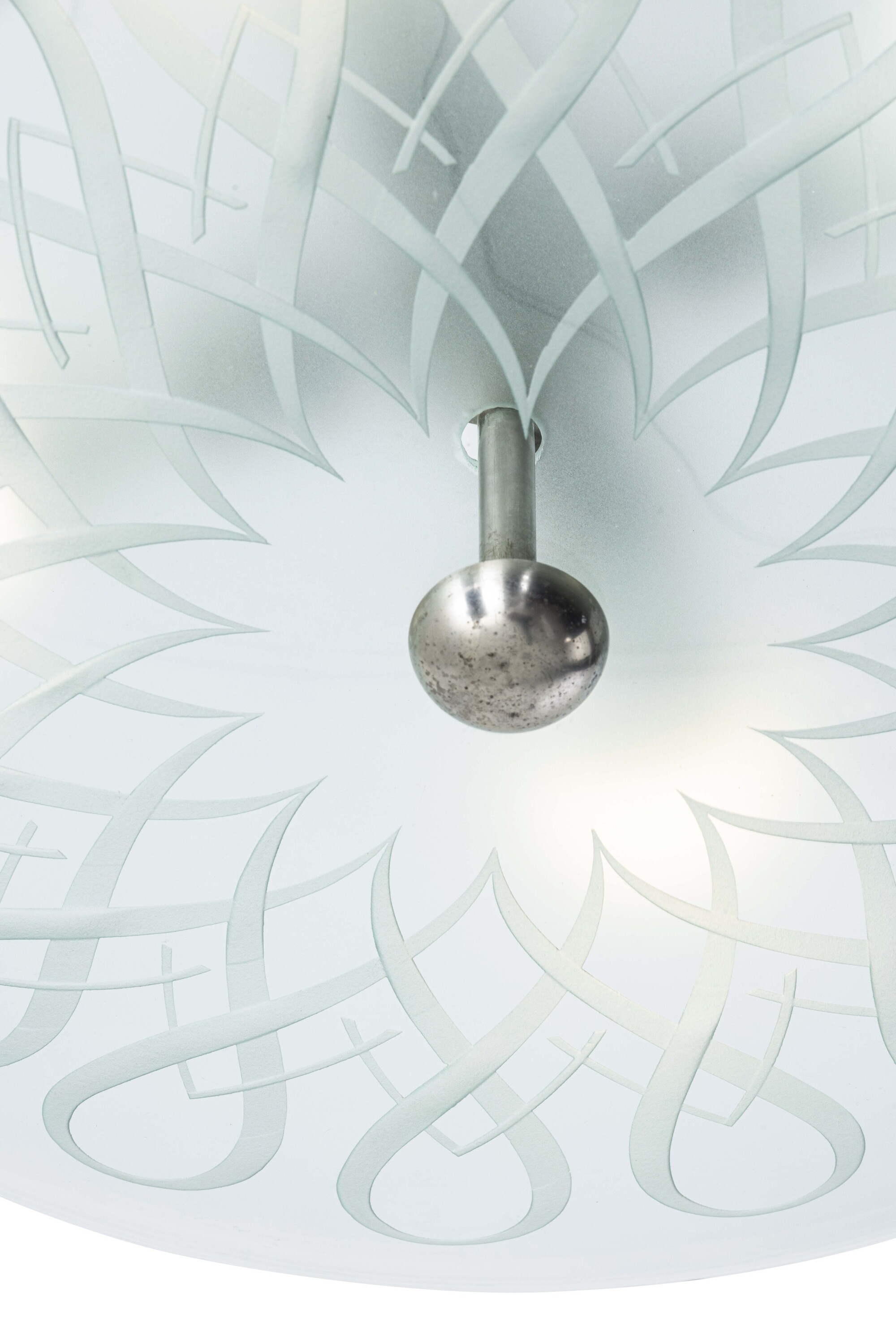 Gio Ponti - Lampada a sospensione in ottone nichelato con diffusori in cristallo curvato