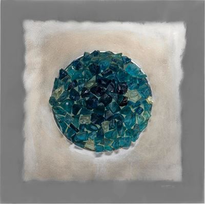 Pannello luminoso “Oceano Blu”, diffusore in cristalli scalpellati (1974)