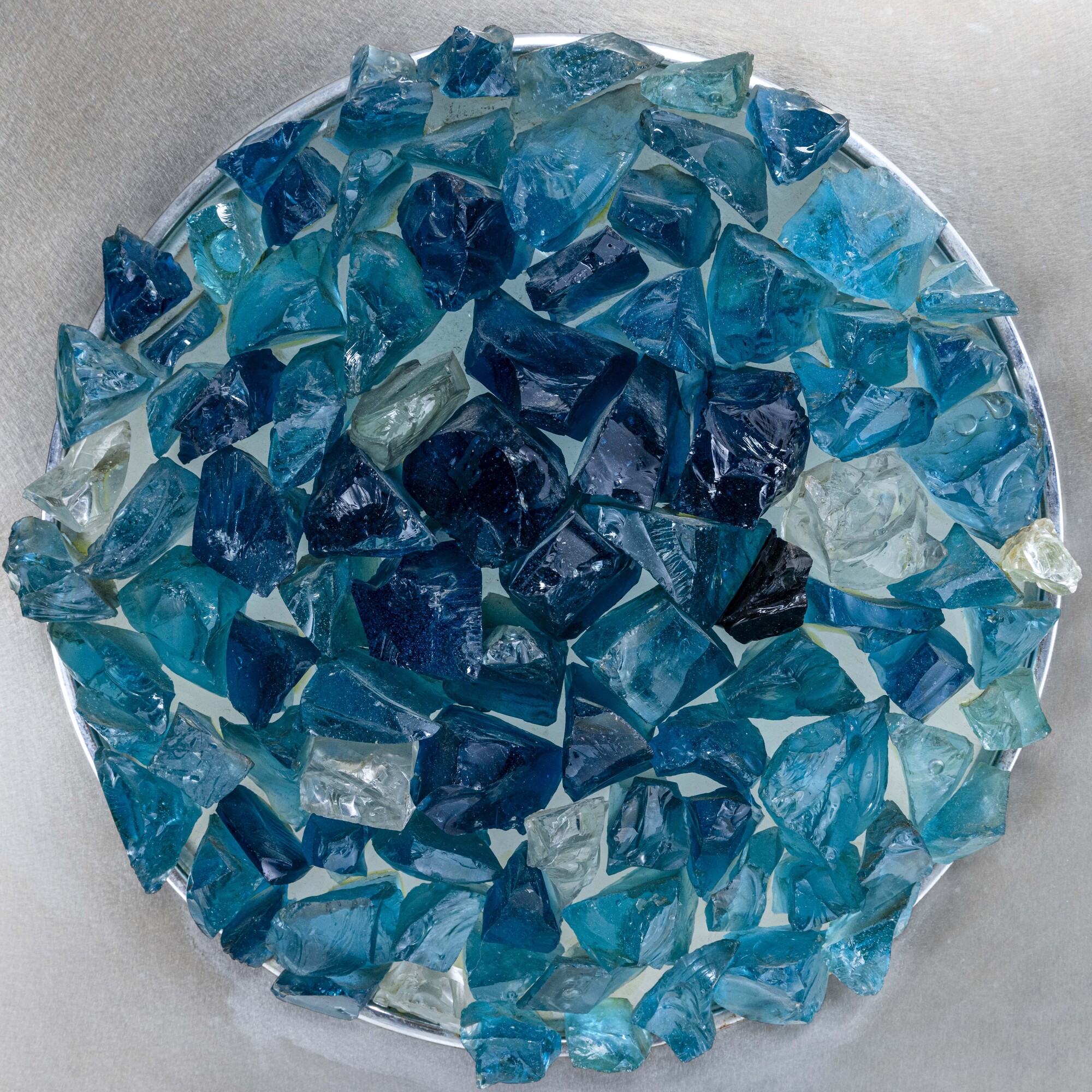 Angelo Brotto - Pannello luminoso “Oceano Blu”, diffusore in cristalli scalpellati (1974)