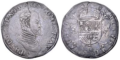 Filippo II (1555-1598), Scudo 1557 delle Fiandre, Bruges, argento