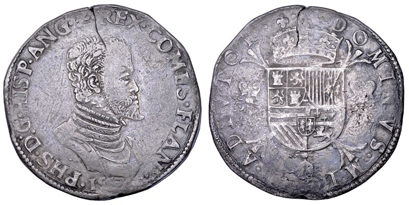 FELIPE II, 1555-1598. FIANDRE. Scudo 1557. Bruges.  - Auction Numismatics - Cambi Casa d'Aste