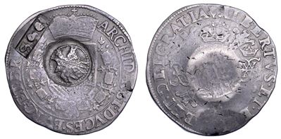 ALBERTO E ISABELLA, 1598-1621 (Brabante), Patagon con contromarche russe dello Yefimok 1655