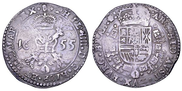 FELIPE IV, 1621-1665. PAESI BASSI SPAGNOLI. Patagon 1655. Anversa.