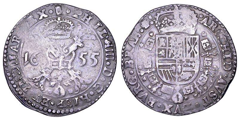 FELIPE IV, 1621-1665. PAESI BASSI SPAGNOLI. Patagon 1655. Anversa.  - Asta Numismatica - Cambi Casa d'Aste