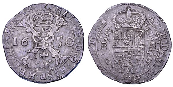 FELIPE IV, 1621-1665. PAESI BASSI. Patagon 1650. Tournai.