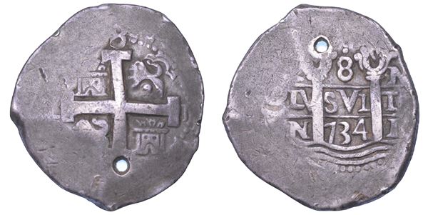 FELIPE V, 1700-1746. PERU'. 8 reales 1734. Lima.