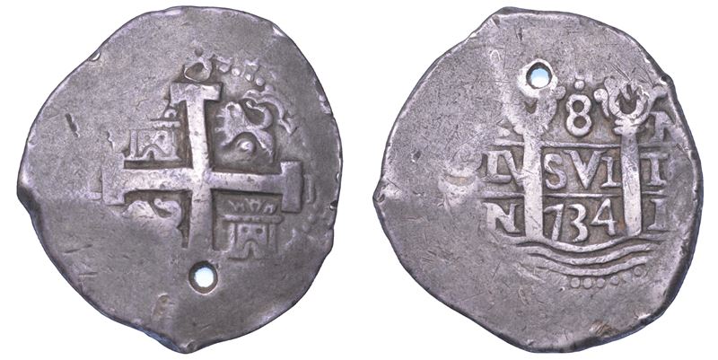 FELIPE V, 1700-1746. PERU'. 8 reales 1734. Lima.  - Auction Numismatics - Cambi Casa d'Aste