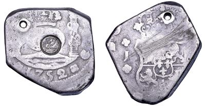 Fernando VI, 8 reales 1752 (Guatemala) con contromarca ufficiale