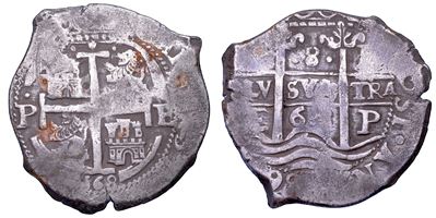 CARLOS II, 8 Reales (1668) di Bolivia, Potosí, argento