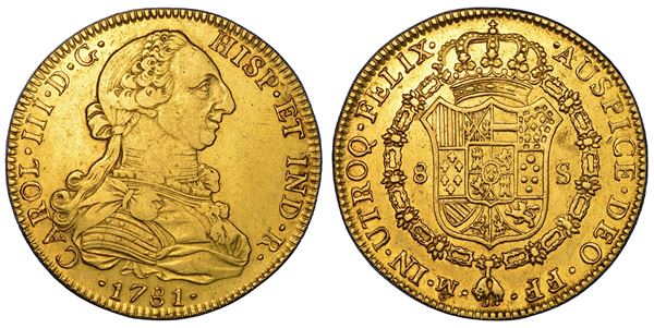CARLOS III, 1759-1788. MESSICO. 8 escudos 1781. Città del Messico.