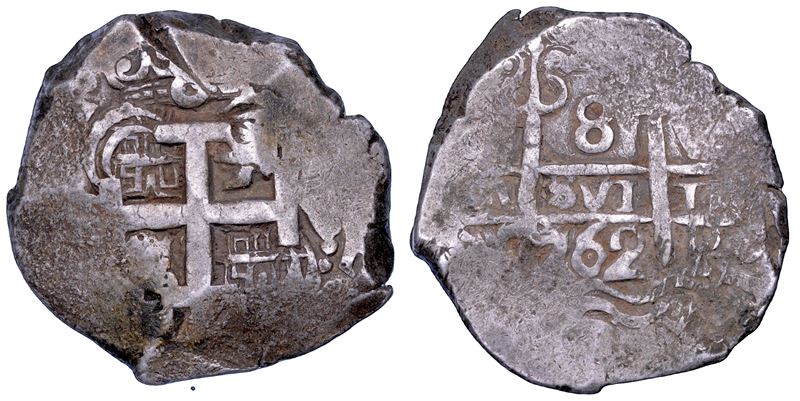 Carlos III, 8 Reales (Potosì) 1762, argento