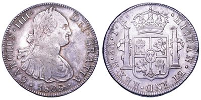 Moneta, CARLOS IV (1788-1808), 8 Reales 1805, Città del Messico