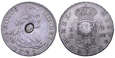 Banca d’Inghilterra (1799), Mezzo dollaro d’emergenza con contromarca su Reale spagnolo (Carlo IV...