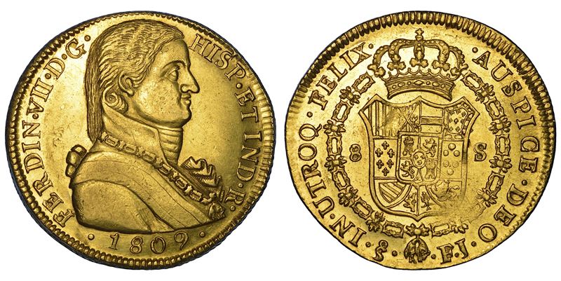 FERNANDO VII, 1808-1833. CILE. 8 escudos 1809. Santiago.  - Auction Numismatics - Cambi Casa d'Aste