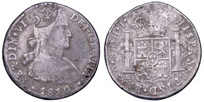 Messico, Ferdinando VII (8 reales 1810) — Contromarca di José María Morelos (stella e monogramma)...