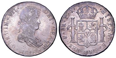 Re Fernando VII (attrib.), 8 reales 1815, Potosí, Bolivia