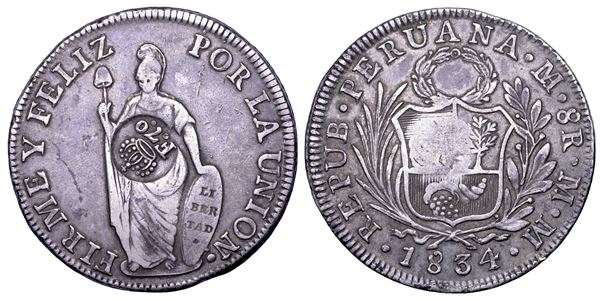 FERNANDO VII, 1808-1833. PERU'. 8 reales 1834.