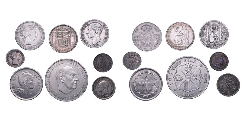 SPAGNA. Lotto di otto monete.  - Asta Numismatica - Cambi Casa d'Aste