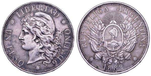 ARGENTINA, REPUBBLICA. Dal 1861. Peso 1882.