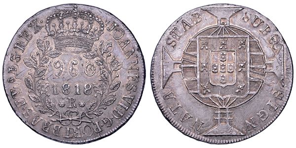BRASILE. JOAO VI, 1818-1822. 960 reis 1818. Rio de Janeiro.