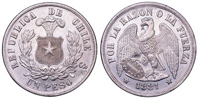 Repubblica del Cile, Emissione di guerra riconiata (conflitto del Pacifico), 1881