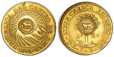 Repubblica del Costa Rica, Contromarca “HABILITADA POR EL GOBIERNO” (1849, San José) su moneta d’...