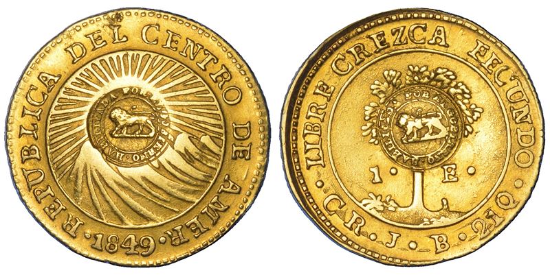 COSTA RICA. REPUBBLICA dal 1848. Escudo 1849. San José.  - Asta Numismatica - Cambi Casa d'Aste