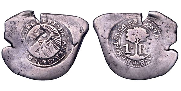 COSTA RICA. REPUBBLICA dal 1848. Real 1846. San José. Contromarca della Costa Rica (Tipo IV) su un real di tipo 