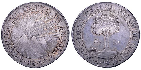 GUATEMALA. REPUBBLICA FEDERALE DEL CENTRO AMERICA, 1823–1841. 8 Reales 1840. Nueva Guatemala.