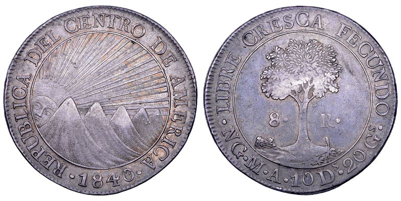GUATEMALA. REPUBBLICA FEDERALE DEL CENTRO AMERICA, 1823–1841. 8 Reales 1840. Nueva Guatemala.  - Asta Numismatica - Cambi Casa d'Aste