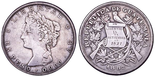 GUATEMALA. REPUBBLICA, dal 1839. Peso 1882.