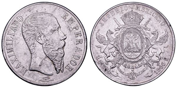 MESSICO. SECONDO IMPERO MESSICANO. MASSIMILIANO I D'ASBURGO, 1864-1867. Peso 1866.
