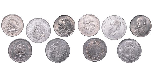 MESSICO. Lotto di cinque monete.