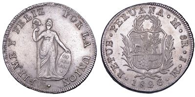 Perù Repubblica, 8 reales 1826 (Lima), argento
