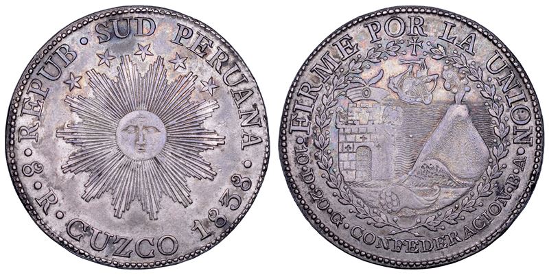 Perù–Bolivia, Stato del Perù meridionale (1836-1839). 8 reales 1838, Cuzco