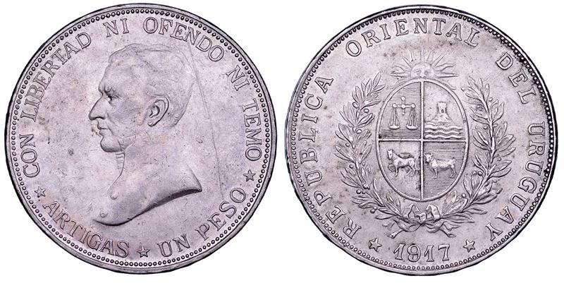 URUGUAY. REPUBBLICA, dal 1830. Peso 1917.  - Auction Numismatics - Cambi Casa d'Aste