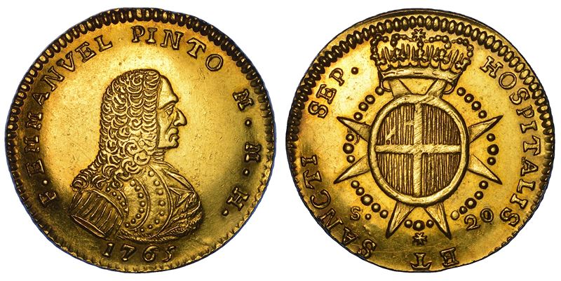 MALTA. MANUEL PINTO DA FONSECA, 1741-1773. 20 Scudi 1765.  - Auction Numismatics - Cambi Casa d'Aste