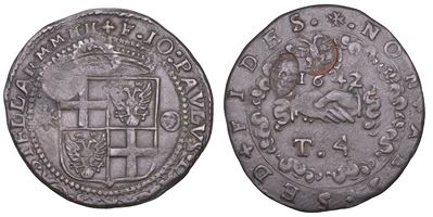 Jean Paul de Lascaris Castellar, Contromarca per 4 Tarì (Malta), 1642