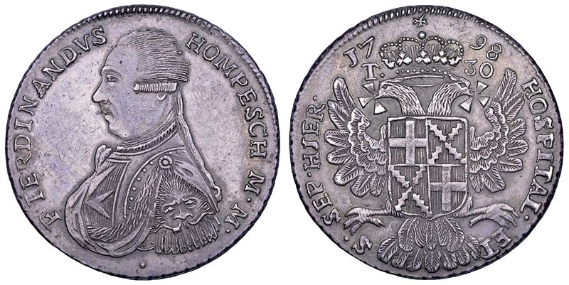 MALTA. FERDINAND VON HOMPESCH, 1797-1799. 30 Tarì 1798.  - Asta Numismatica - Cambi Casa d'Aste