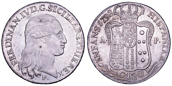 NAPOLI. FERDINANDO IV DI BORBONE, 1759-1816. Piastra da 120 Grana 1798.