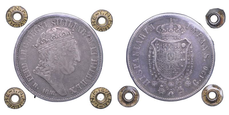 NAPOLI. FERDINANDO I DI BORBONE, 1816-1825. Piastra da 120 Grana 1818.  - Asta Numismatica - Cambi Casa d'Aste