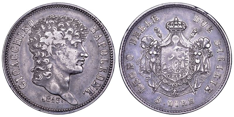 NAPOLI. GIOACCHINO NAPOLEONE (MURAT), 1808-1815. 5 Lire 1813.  - Asta Numismatica - Cambi Casa d'Aste