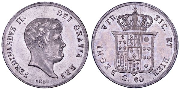 NAPOLI. FERDINANDO II DI BORBONE, 1830-1859. Mezza piastra da 60 Grana 1856.